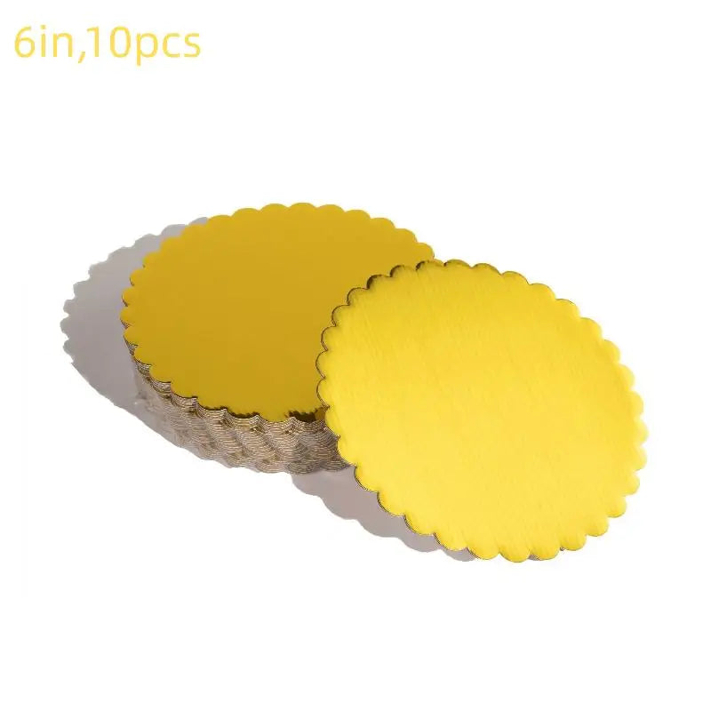 10 Pcs Cake Boards with Gold Rings – 6 8 10 12 Inch Cake Base Cake Boards Nixie 6IN Gold