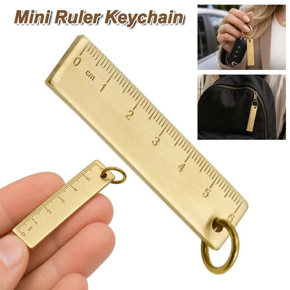 6cm Mini Brass Ruler Keychain – Compact Metal Pocket Ruler Ruler Keychain Nixie