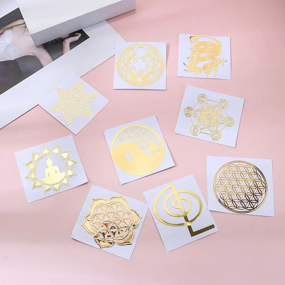 Metal Copper Sacred Geometry Stickers – 9 Styles for Jewelry Crafts Craft Metal Sticker Nixie