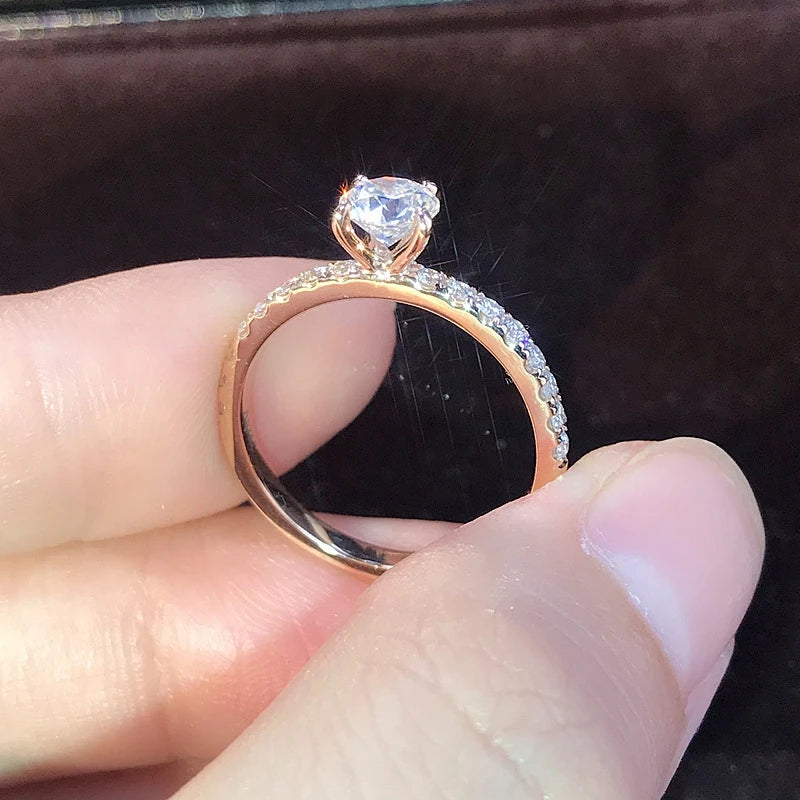 Women's 14K Gold Plated Ring with Glass Diamond Accent Fashion Ring Nixie
