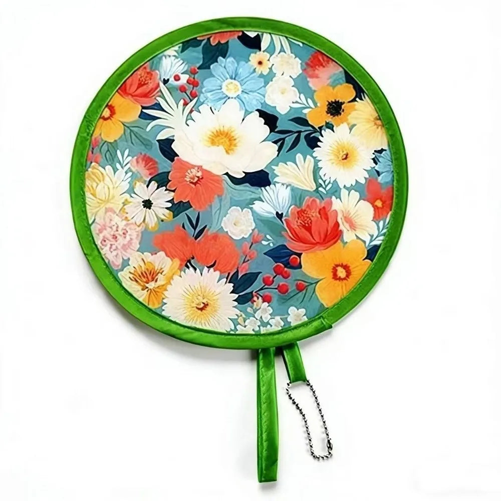 Round Foldable Handheld Fan with Storage Bag – 8 Styles