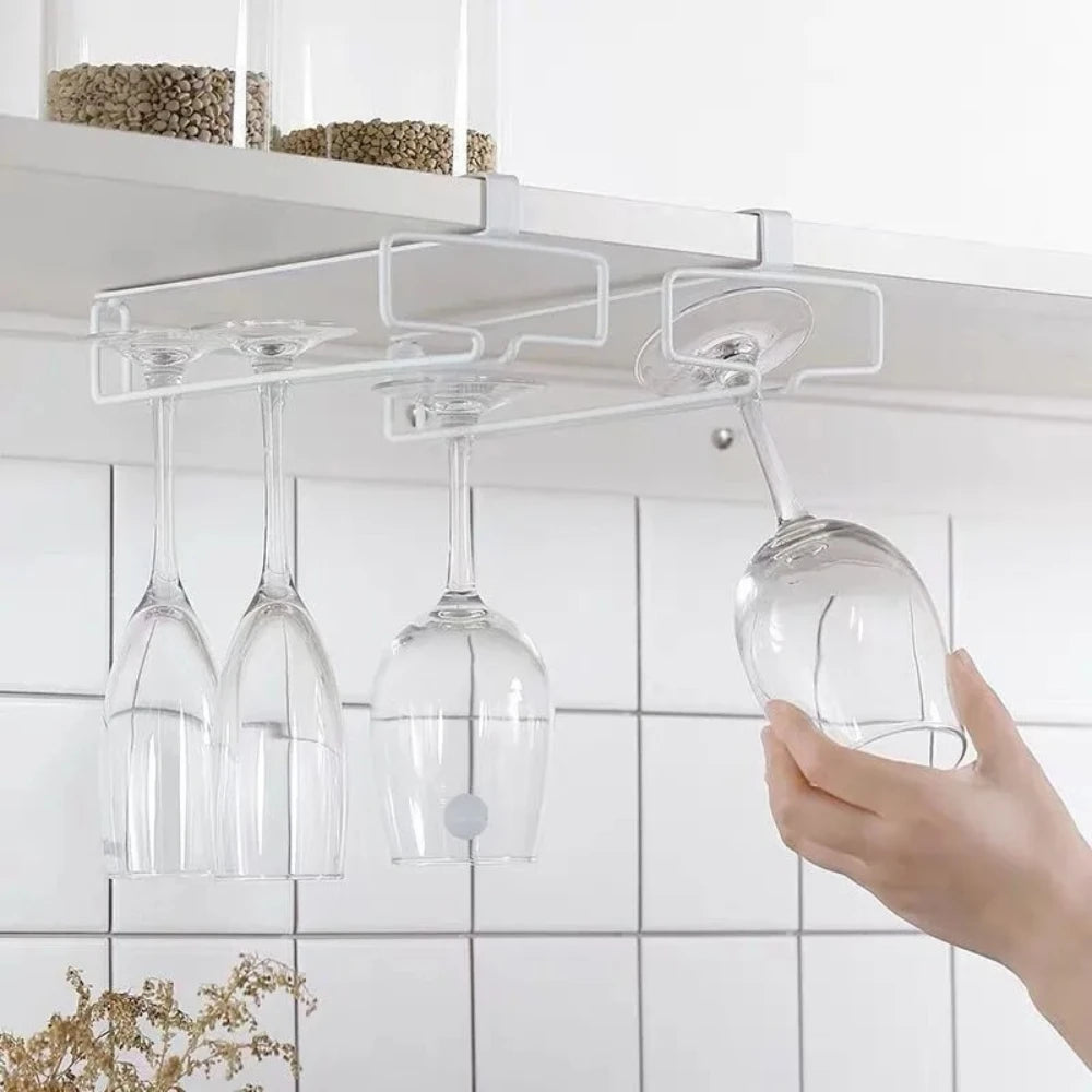Hanging Wine Glass Rack – No-Drill Inverted Drain Shelf Wine Glass Rack Nixie