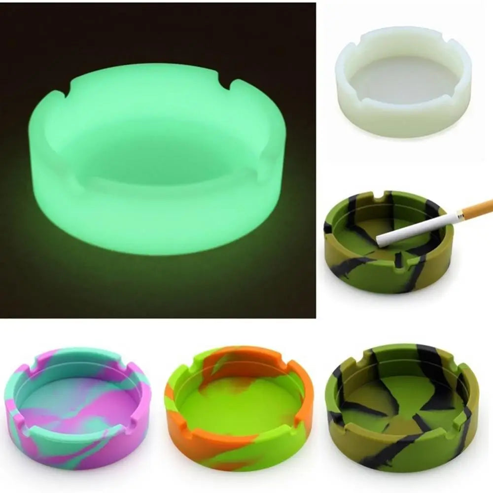 Portable Fluorescent Silicone Ashtray – Luminous Camouflage Round Silicone Ashtray Nixie