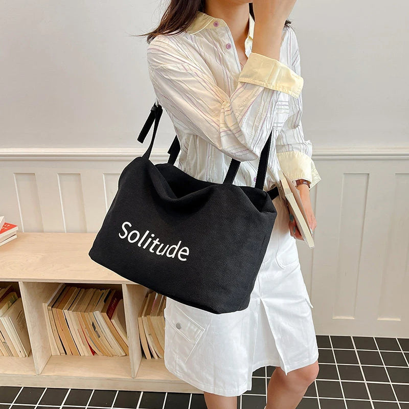 Women's Large Canvas Crossbody Tote Bag | Korean Style Letter Canvas Crossbody Tote Nixie