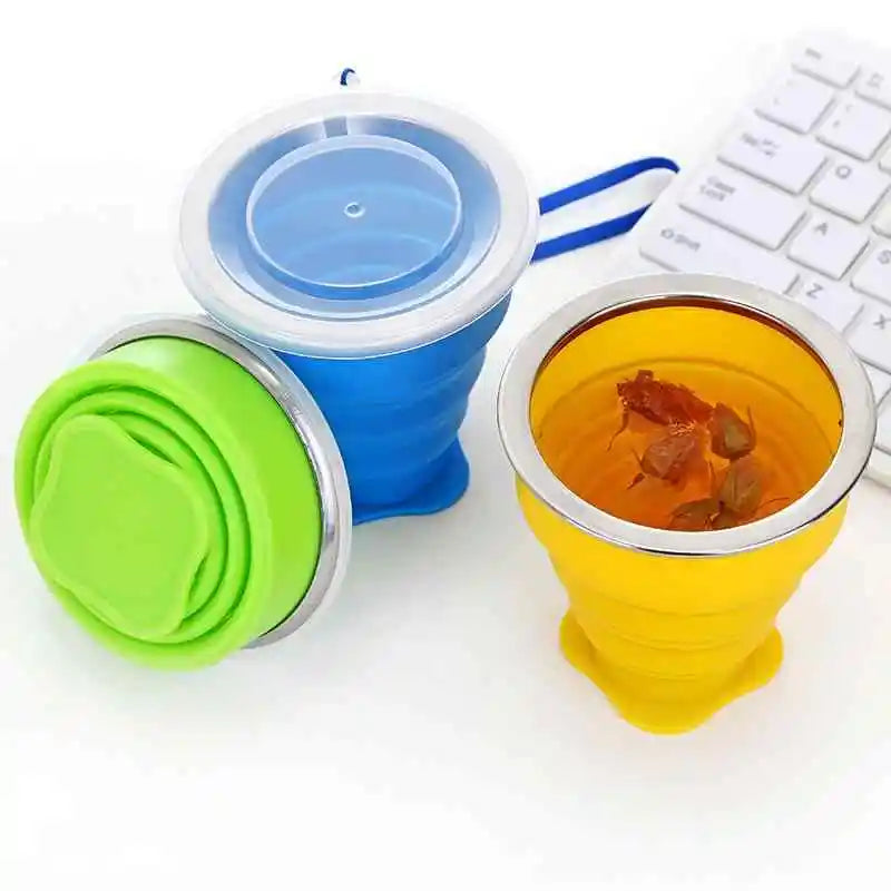 Silicone Folding Cup 200ml – Collapsible Travel Mug with Lid Collapsible Travel Cup Nixie