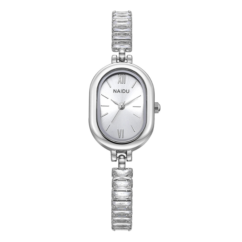 Women's Artistic Fashion Quartz Watch | Alloy Band Women's Fashion Watch Nixie Silver