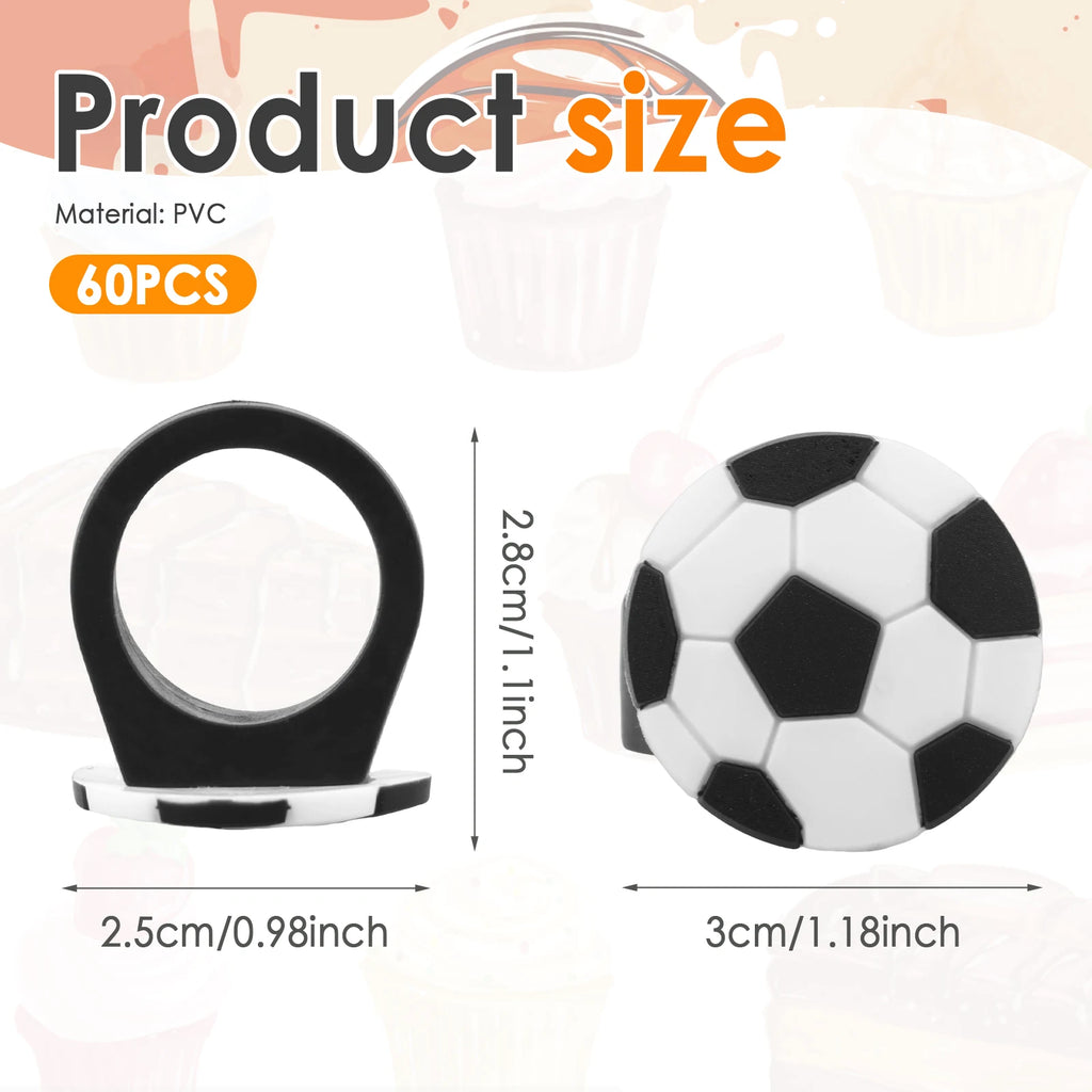 60 Pcs Sports Cupcake Topper Rings – Football, Basketball & Rugby Cupcake Topper Rings Nixie B