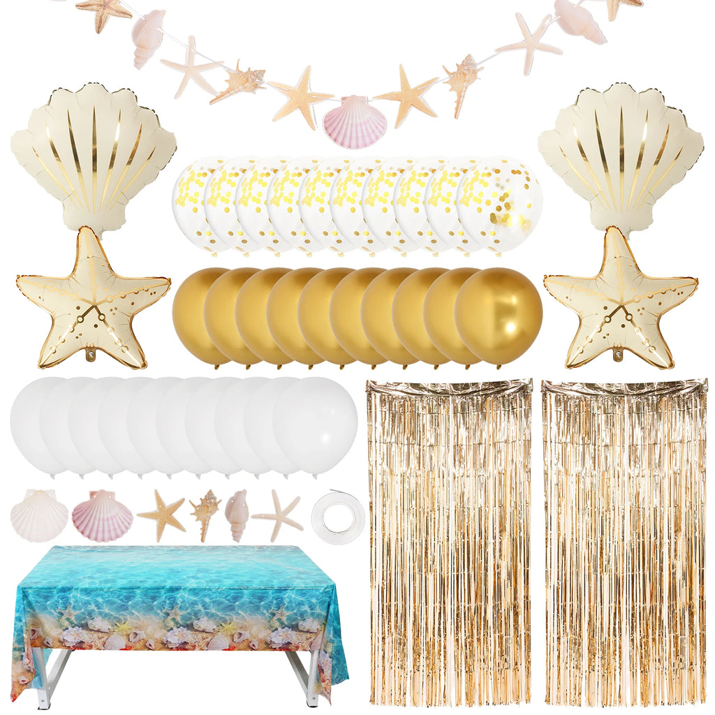 Beach Theme Party Balloon Set – Starfish & Seashell Decor