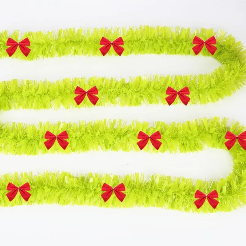 2M Neon Flower Wreath UV Glow Garland Party Decoration Party Garland Nixie 12PCS red bows