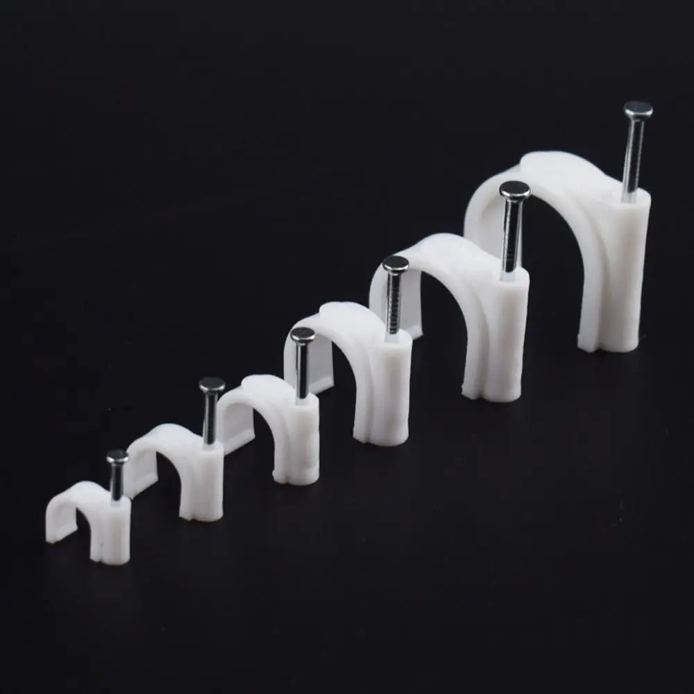 100Pcs Nail-In Cable Clips Wire Clamps 4–20mm | Cable Mgmt