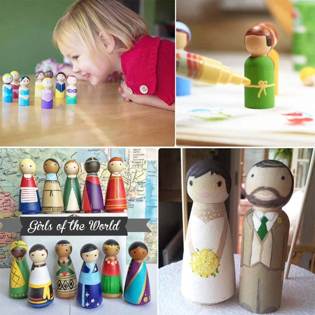 Wooden Peg Dolls Unpainted Unfinished DIY Figures 5/10/20 Pcs DIY Wooden Craft Dolls Nixie