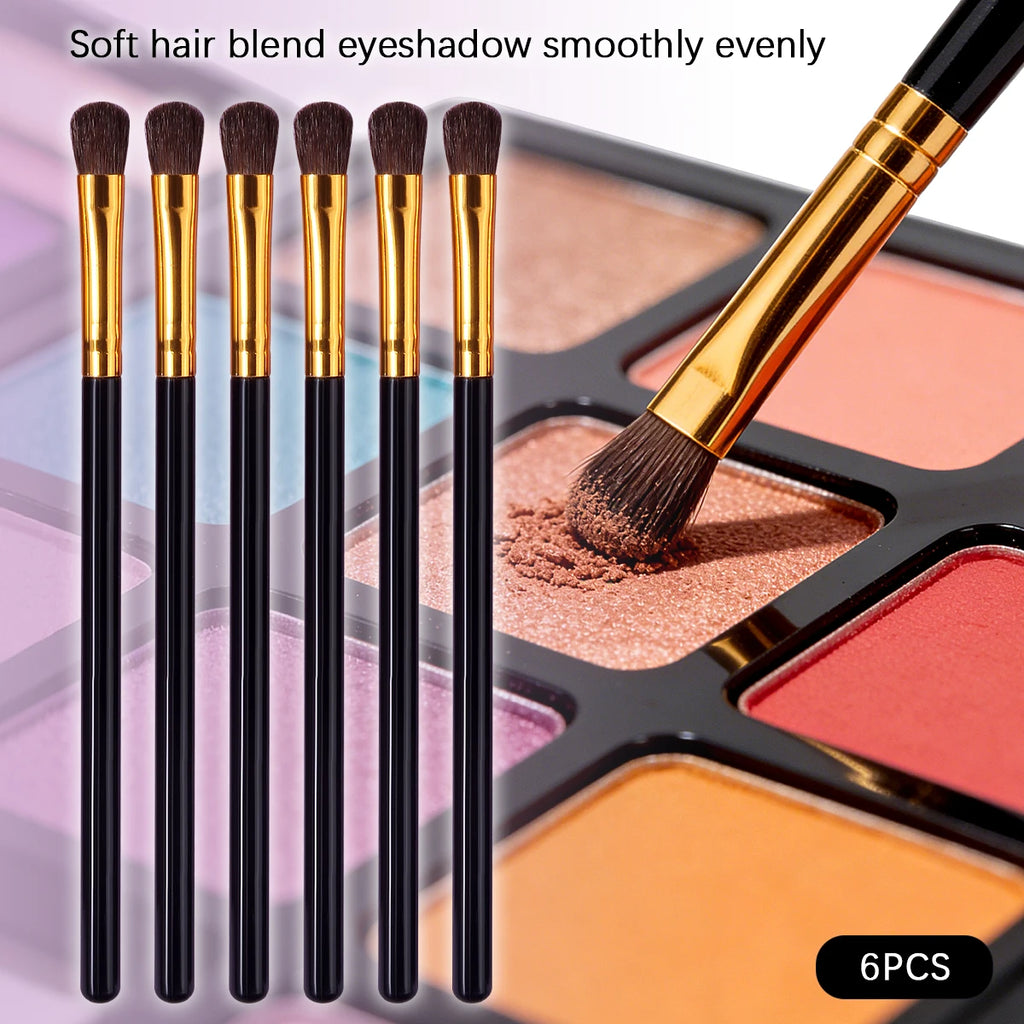 6-Piece Horsehair Eyeshadow Brush Set – Blending & Contouring Eyeshadow Brush Set Nixie black