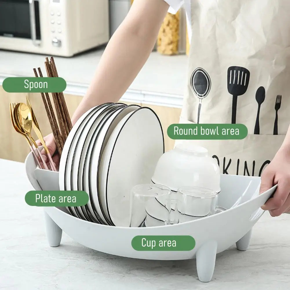Countertop Dish Drying Rack with Drainage & Utensil Holder