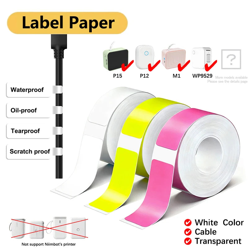 Marklife P15 Thermal Label Paper – Waterproof Self-Adhesive