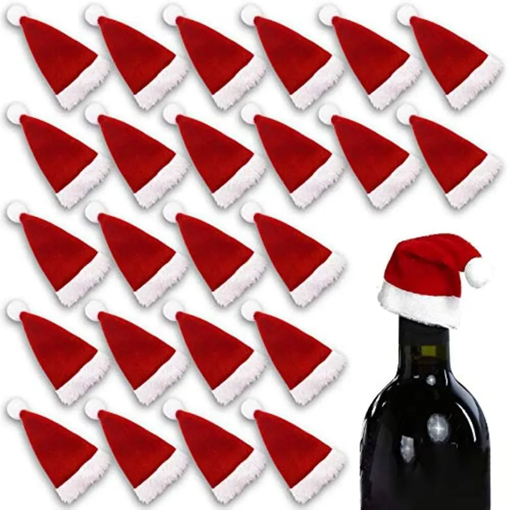 Mini Christmas Santa Hat Toppers for Bottles, Cups & Cutlery Christmas Decoration Nixie