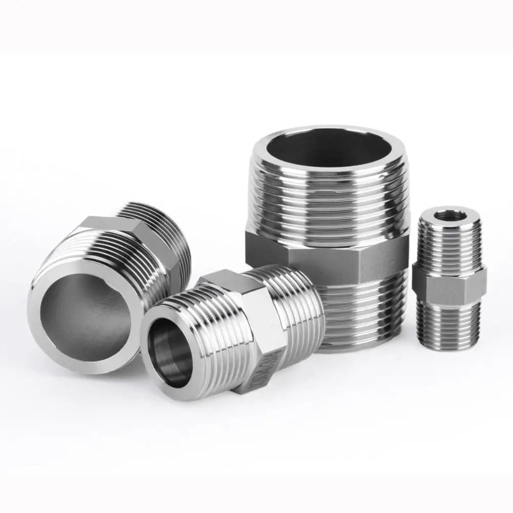 304 Stainless Steel Male Thread Hex Nipple Pipe Fitting 1/8"–1" Pipe Fitting Connector Nixie