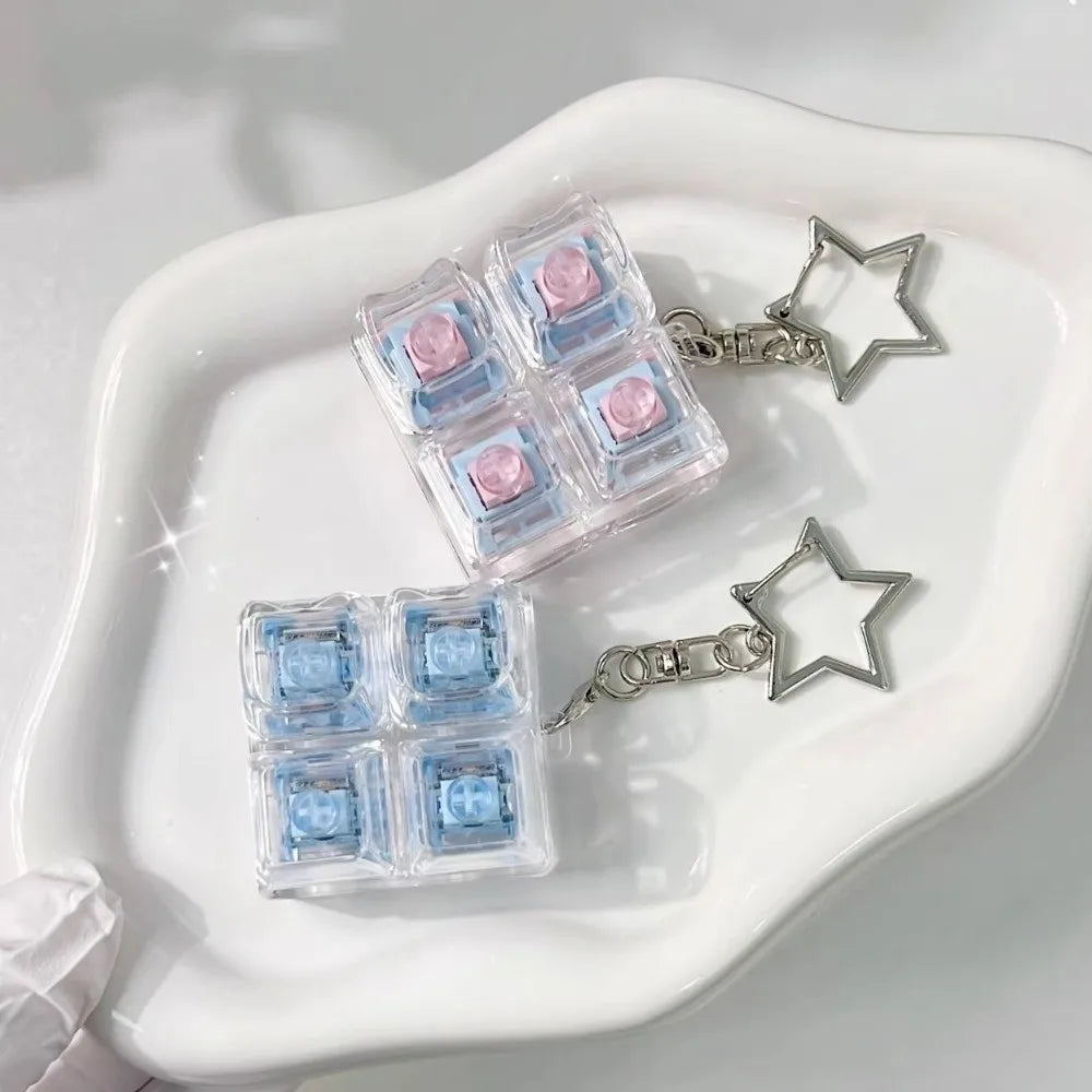 Pastel Bear Fidget Clicker Keychain – 4-Key Sensory Toy