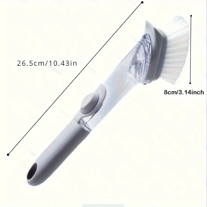 2-in-1 Long Handle Dish Brush with Soap Dispenser & Sponge