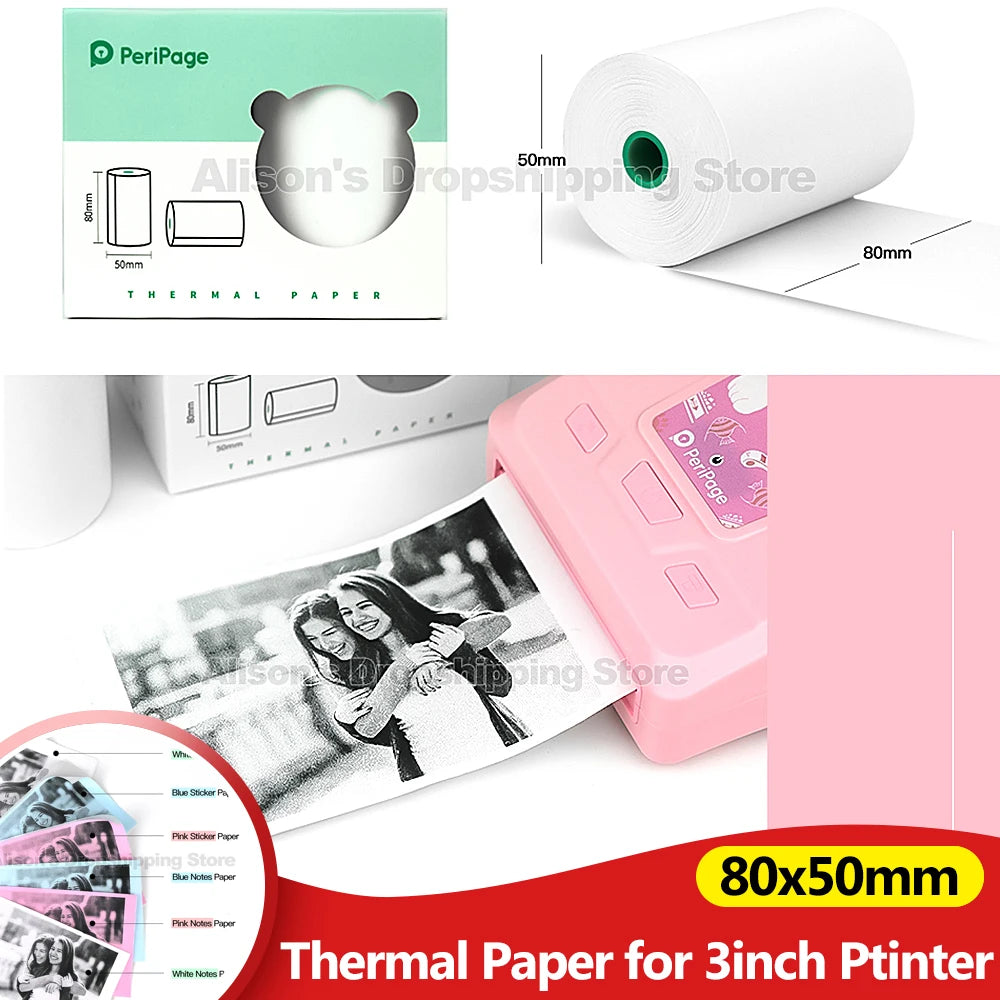 Peripage 80x50mm Thermal Paper 2-Pack – 10-Year Print Life Thermal Paper Rolls Nixie