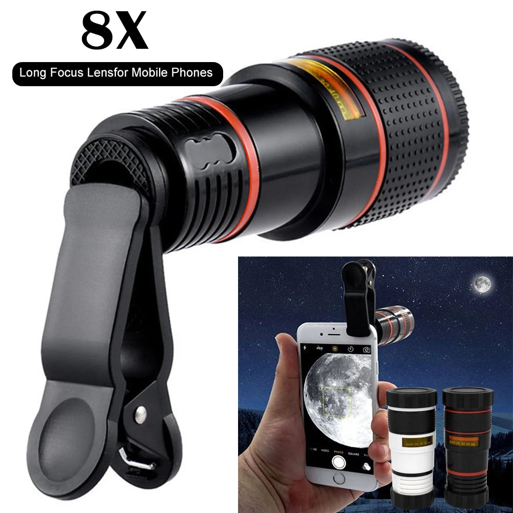 8x HD Monocular Telephoto Lens for Smartphone – Camping & Hiking Smartphone Telephoto Lens Nixie black 1pc