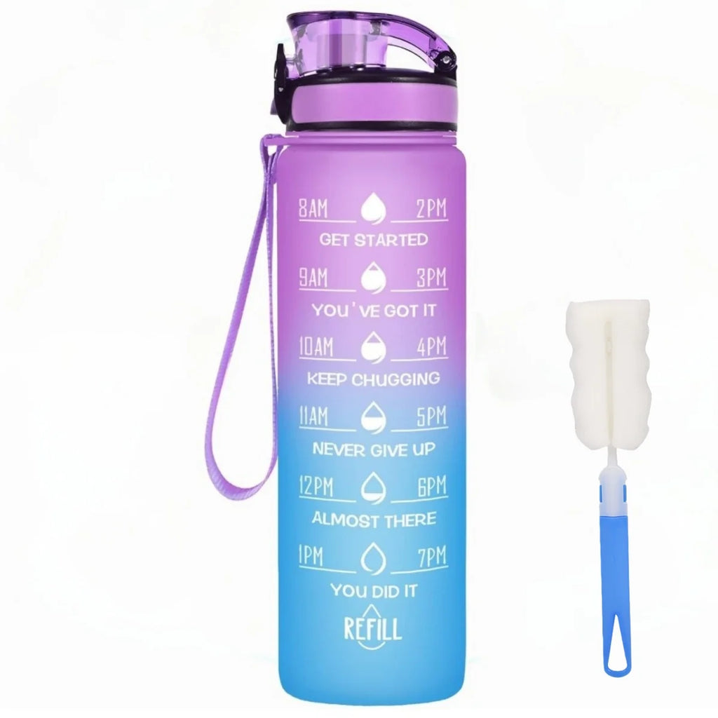 32 oz Motivational Water Bottle with Straw & Time Markers Motivational Water Bottle Nixie F 2pcs 0.9L