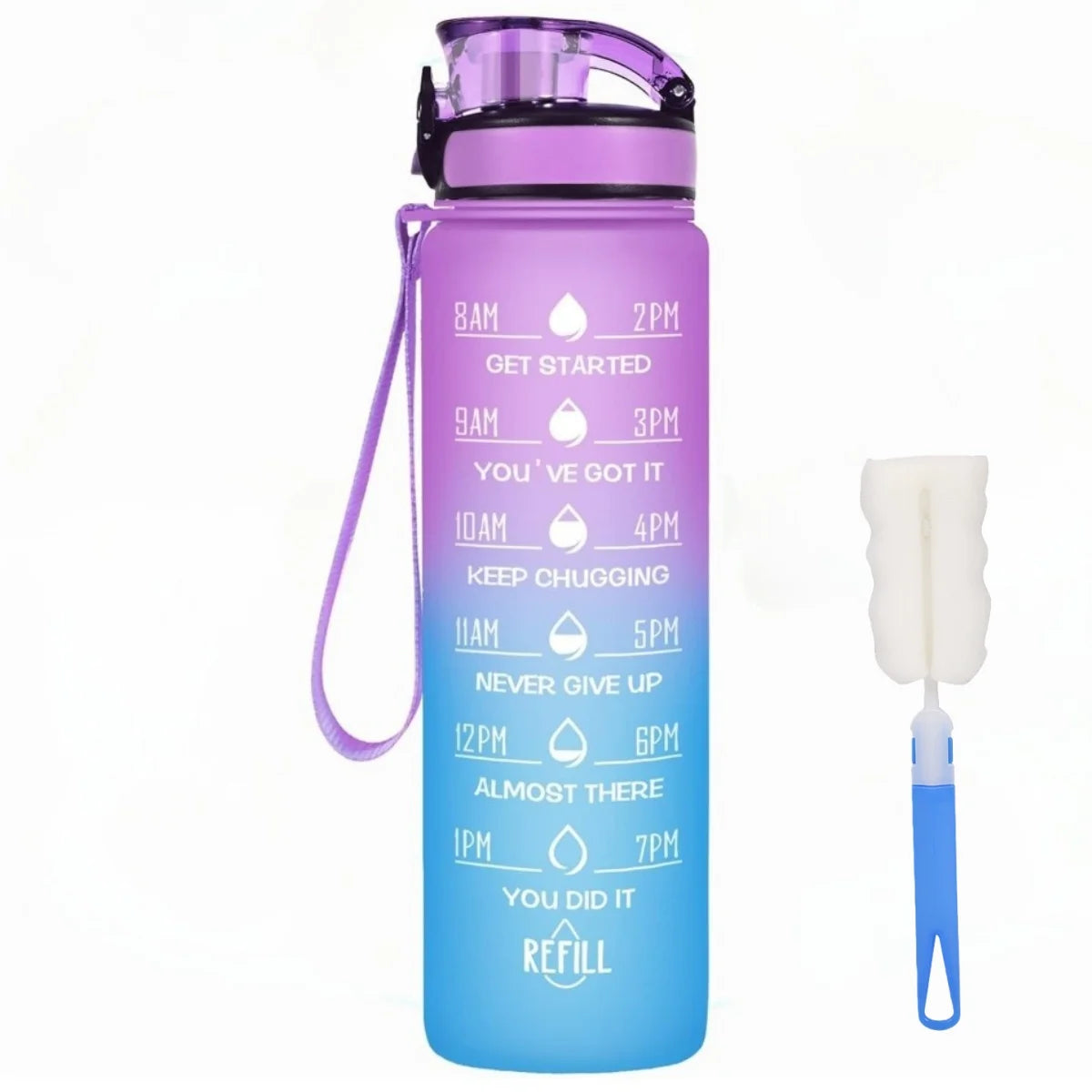 32 oz Motivational Water Bottle with Straw & Time Markers Motivational Water Bottle Nixie F 2pcs 0.9L