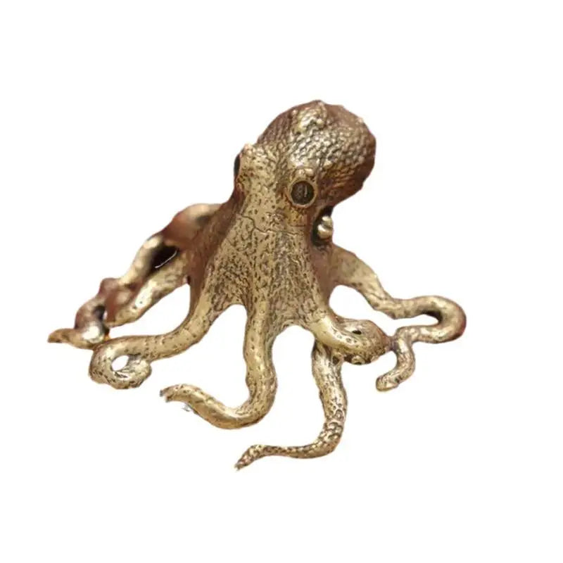 Vintage Alloy Octopus Figurine | Antique Brass Home Decor