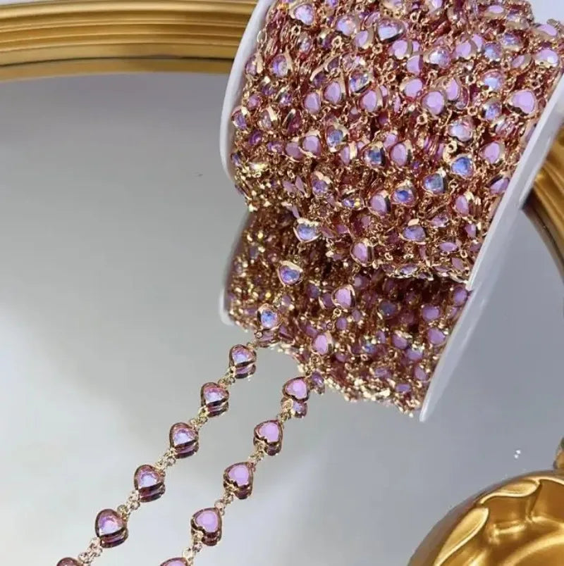 Purple Crystal Heart Bead Copper Chain 1M – DIY Jewelry Making DIY Jewelry Chain Nixie