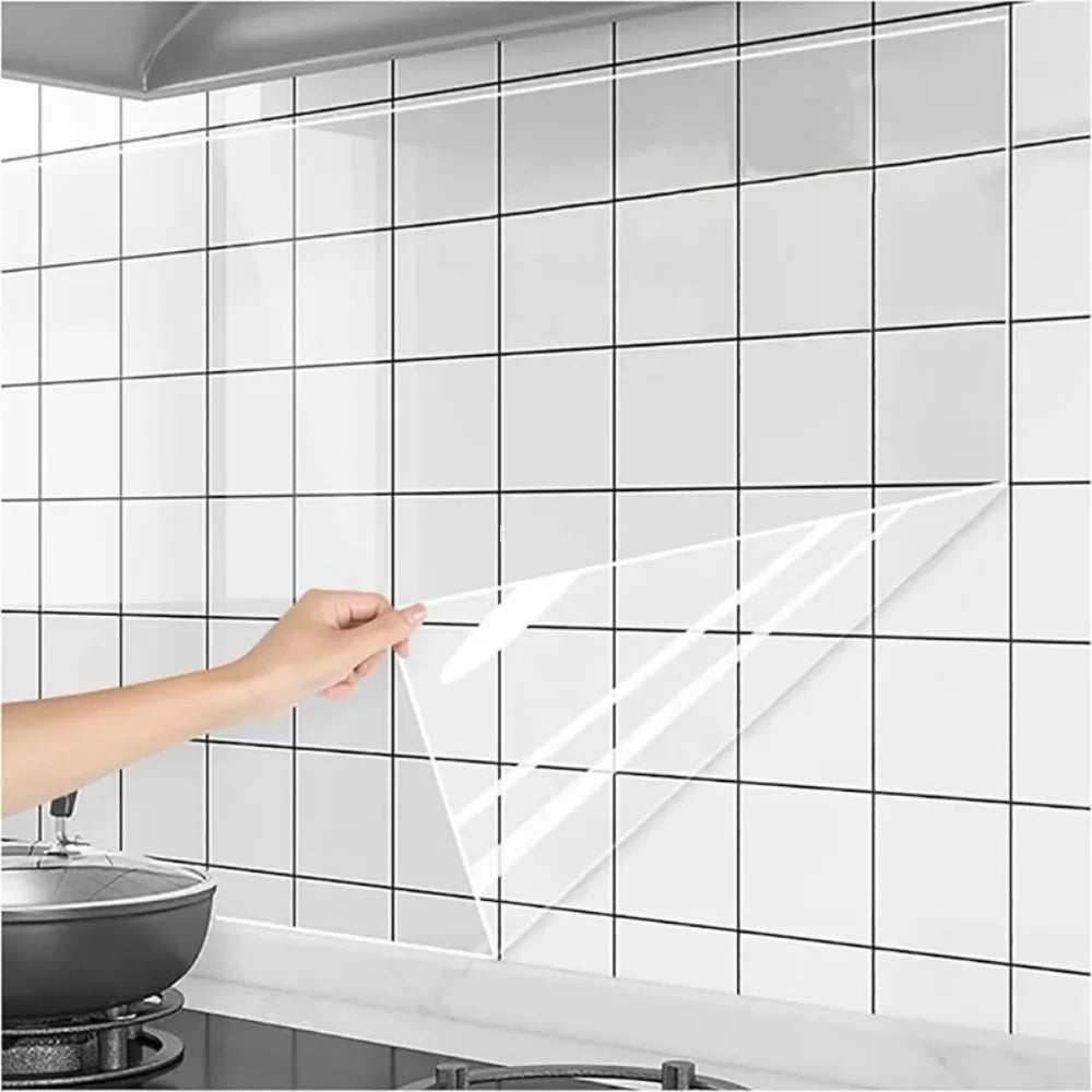 45cm Transparent Kitchen Wall Protector Static Film | Oil-Proof Kitchen Wall Protector Nixie
