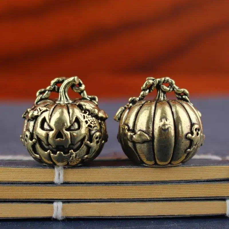 Vintage Brass Halloween Pumpkin Charm Pendant | DIY Keychain Craft Charm Pendant Nixie Default Title