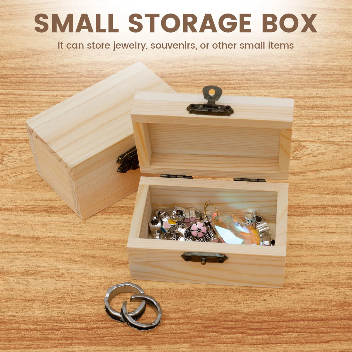 Unfinished Wooden Treasure Box with Lid & Hasp – DIY Craft Wooden Craft Box Nixie
