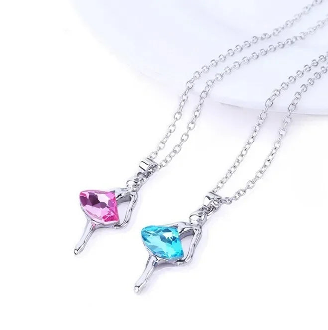 Red Crystal Zircon Ballet Dancer Pendant Necklace – Hypoallergenic Pendant Necklace Nixie