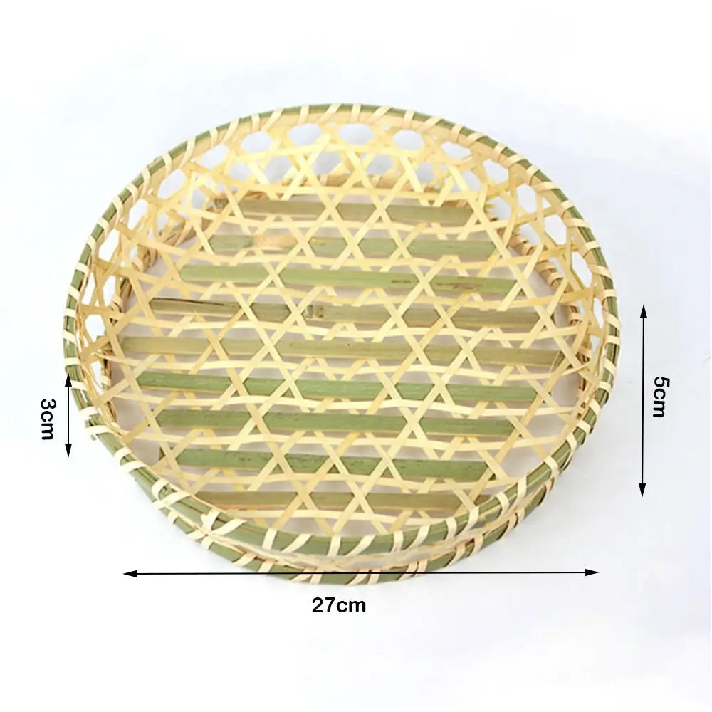 Miniature Woven Bamboo Basket – 1:12 & 1:6 Dollhouse Decor Dollhouse Miniature Nixie Round no pad-27cm