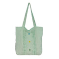 Women's Large Canvas Tote Bag – Lace Trim, Button Detail Canvas Shoulder Tote Nixie Green