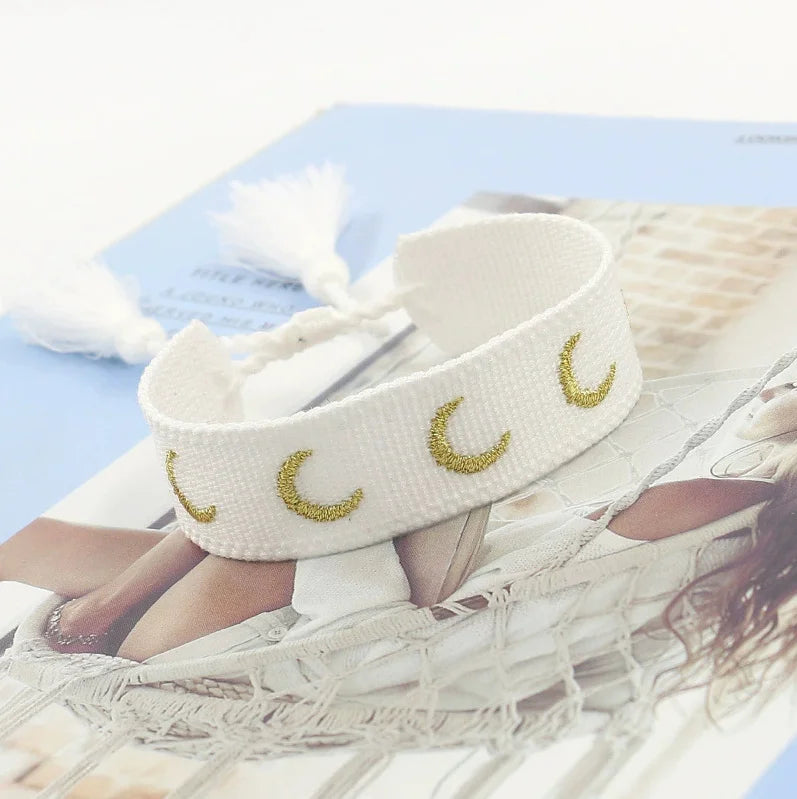 Woven Evil Eye Tassel Bracelet – Stackable Boho Style