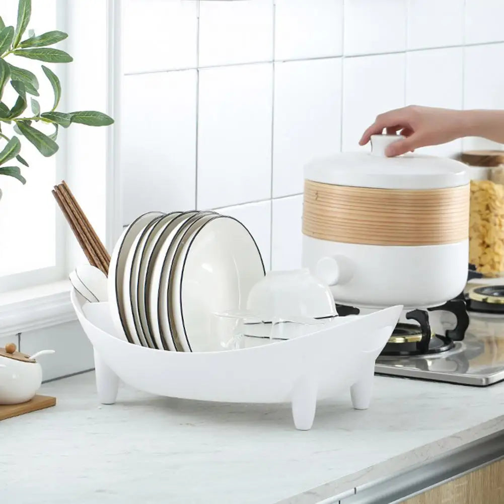 Countertop Dish Drying Rack with Drainage & Utensil Holder