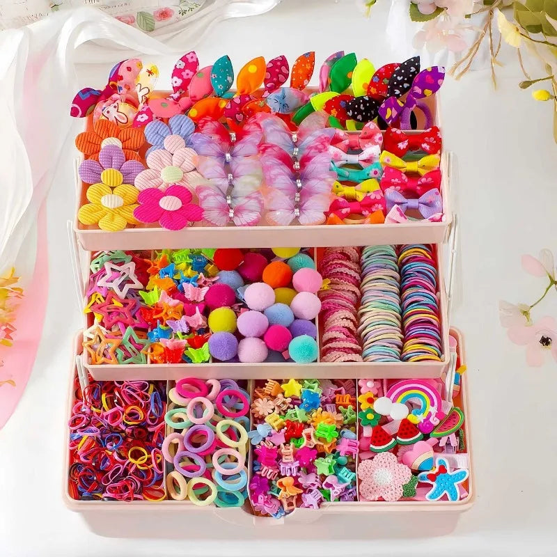 576pcs Girls Hair Accessories – Butterfly Clips & Elastic Bands Hair Accessories Set Nixie