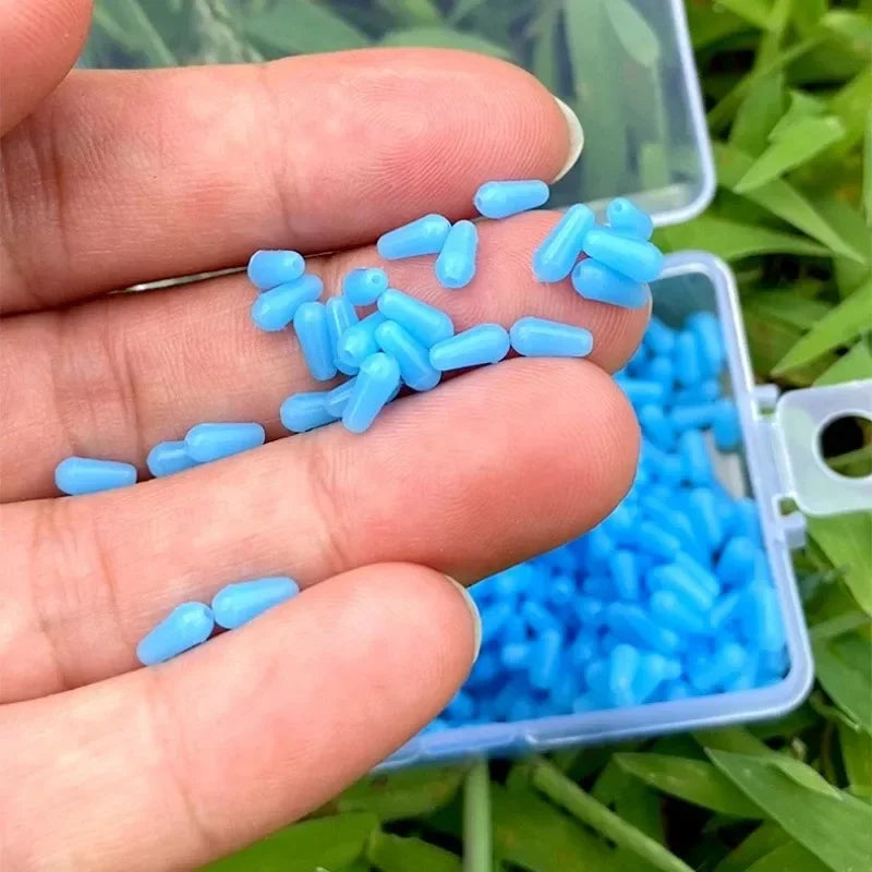 300pcs Rubber Fishing Float Stoppers & Space Beans – Blue Oval Fishing Float Stoppers Nixie