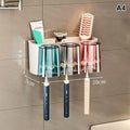 Wall Mounted Toothbrush Holder Rack with Cups – Punch-Free