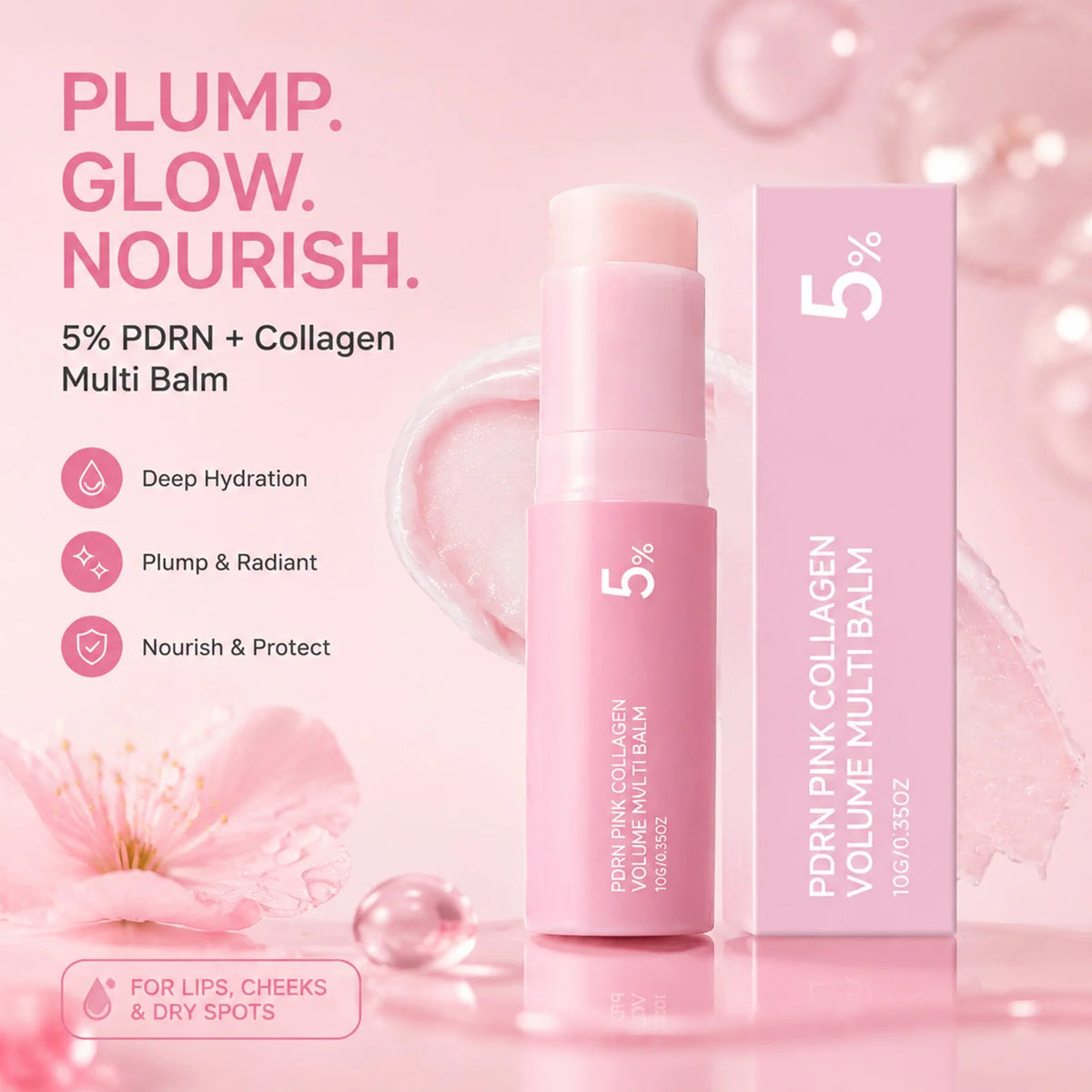 PDRN Pink Collagen Multi Balm Stick – Face, Lip & Neck Collagen Balm Stick Nixie