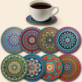 8-Piece Wooden Mandala Coasters Set – Home, Bar & Office Decor Decorative Coaster Set Nixie 8CPS