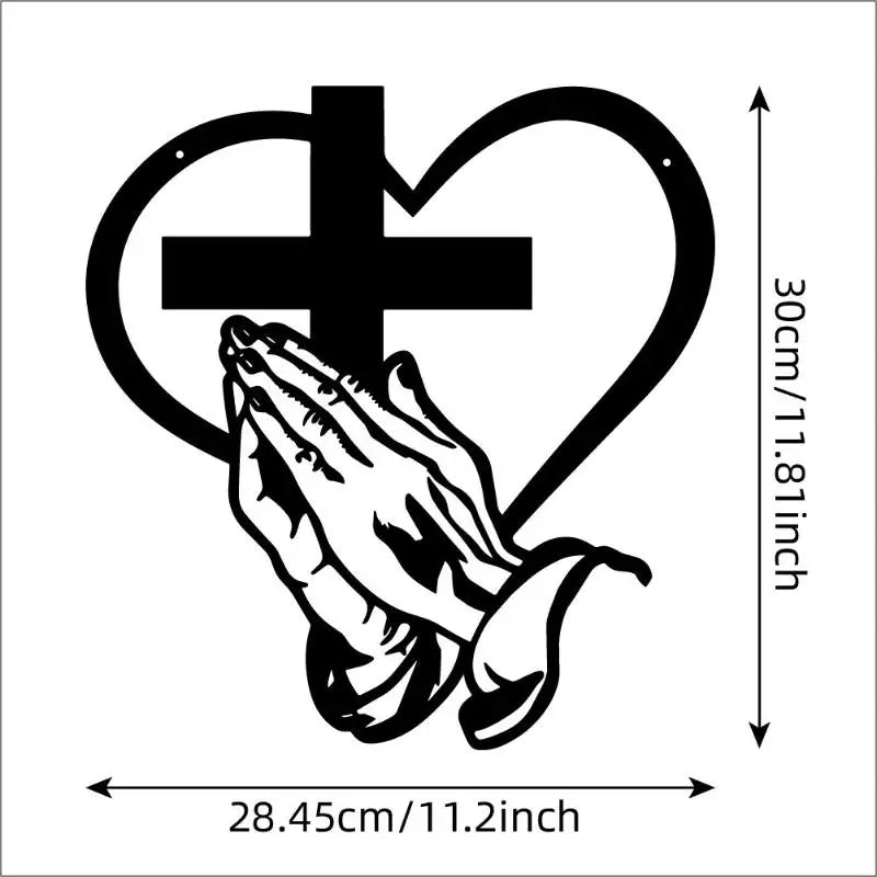 Iron Heart Cross Silhouette Metal Wall Art – Home & Garden Decor Metal Wall Art Nixie