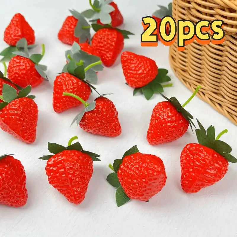 Lifelike Artificial Strawberries 10-20Pcs PVC Fake Fruit Decor Artificial Fruit Decor Nixie A20