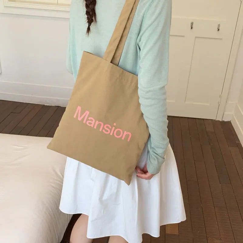 Korean Canvas Shoulder Tote Bag – Large Capacity for Women