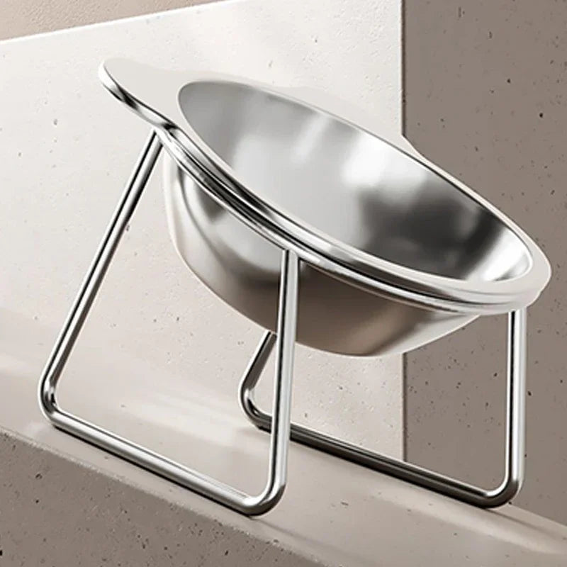 Raised Cat Bowl 304 Stainless Steel 15° Tilted Elevated Pet Dish Elevated Pet Bowl Nixie