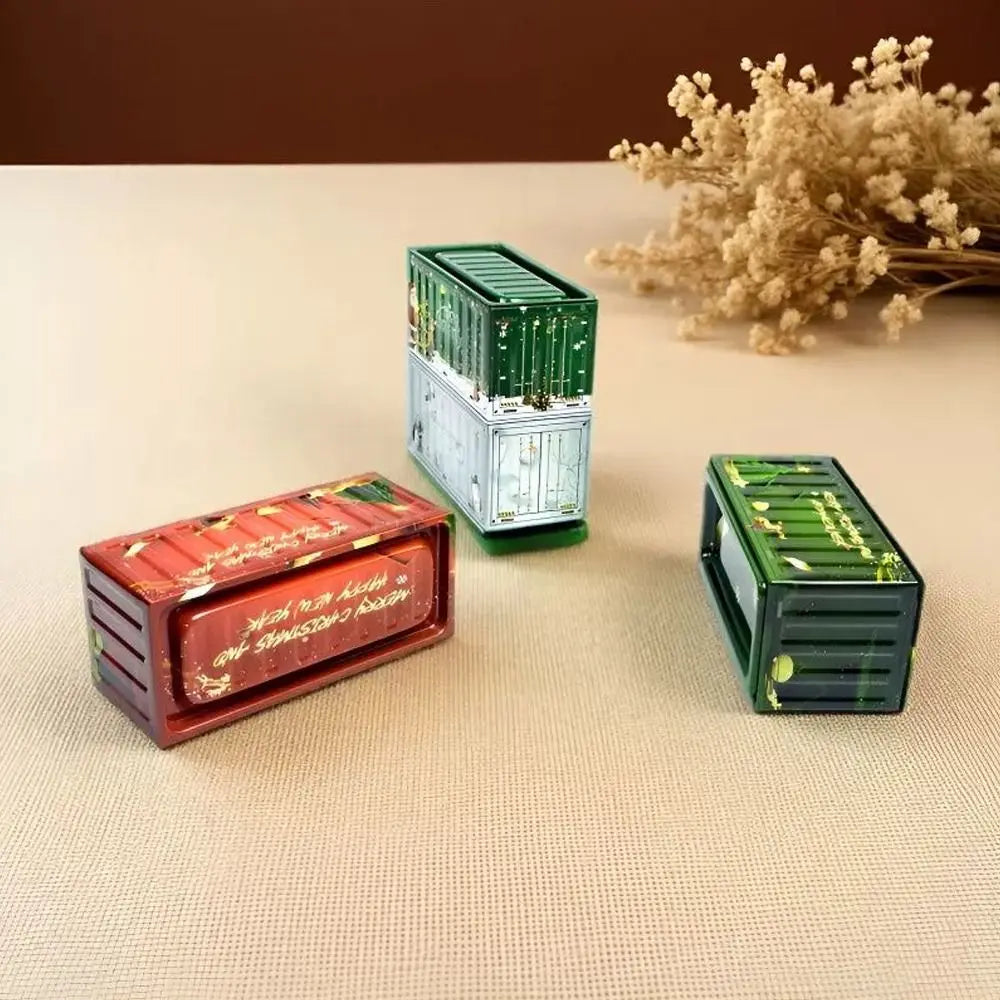Vintage Christmas Tin Box | Retro Industrial Mini Storage