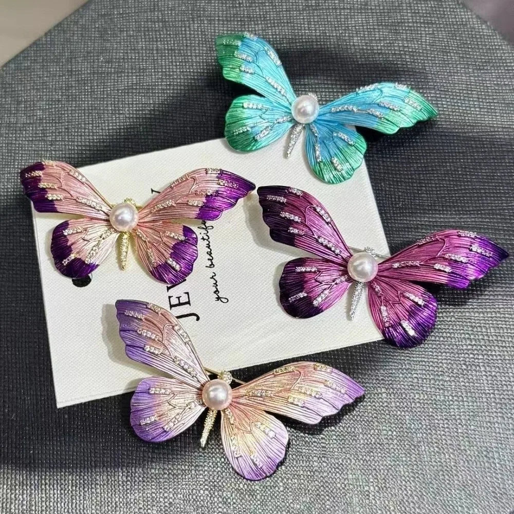 Elegant Butterfly Brooch – Enamel Pearl Rhinestone Alloy Pin Brooch Pin Nixie