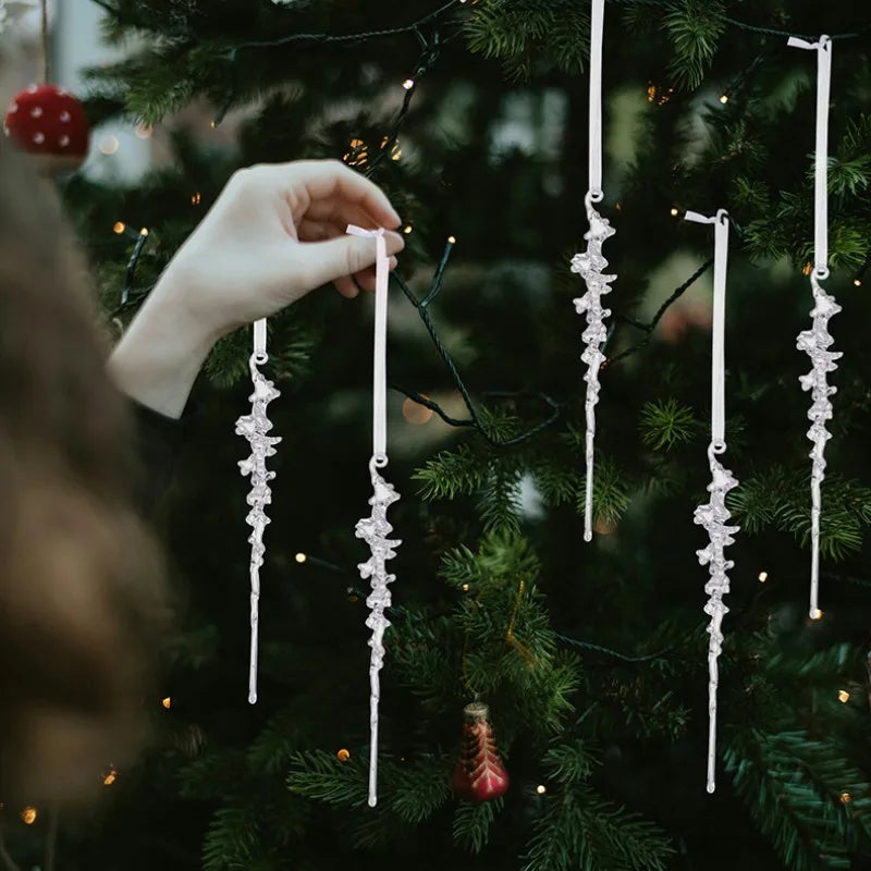 10PCS Frosted Acrylic Icicle Ornaments – Christmas Crystal Pendants Christmas Ornaments Nixie