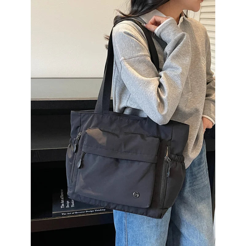 Nixie Japanese Minimalist Tote Bag – Large Nylon Shoulder Bag Women's Tote Bag Nixie