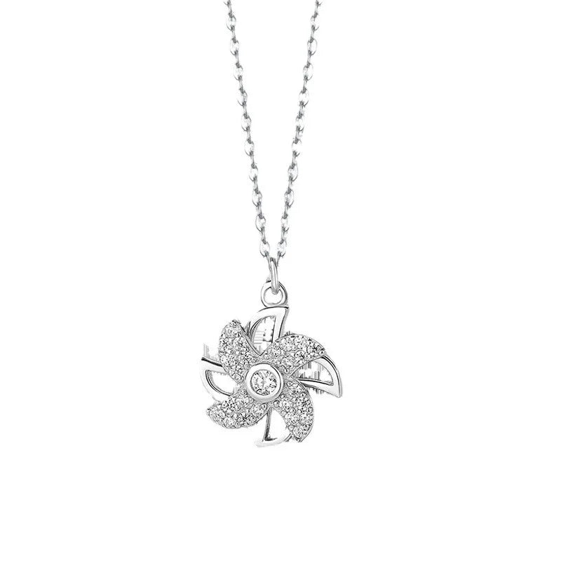 Rotatable Windmill Pendant Necklace | Stainless Steel & Zircon Pendant Necklace Nixie